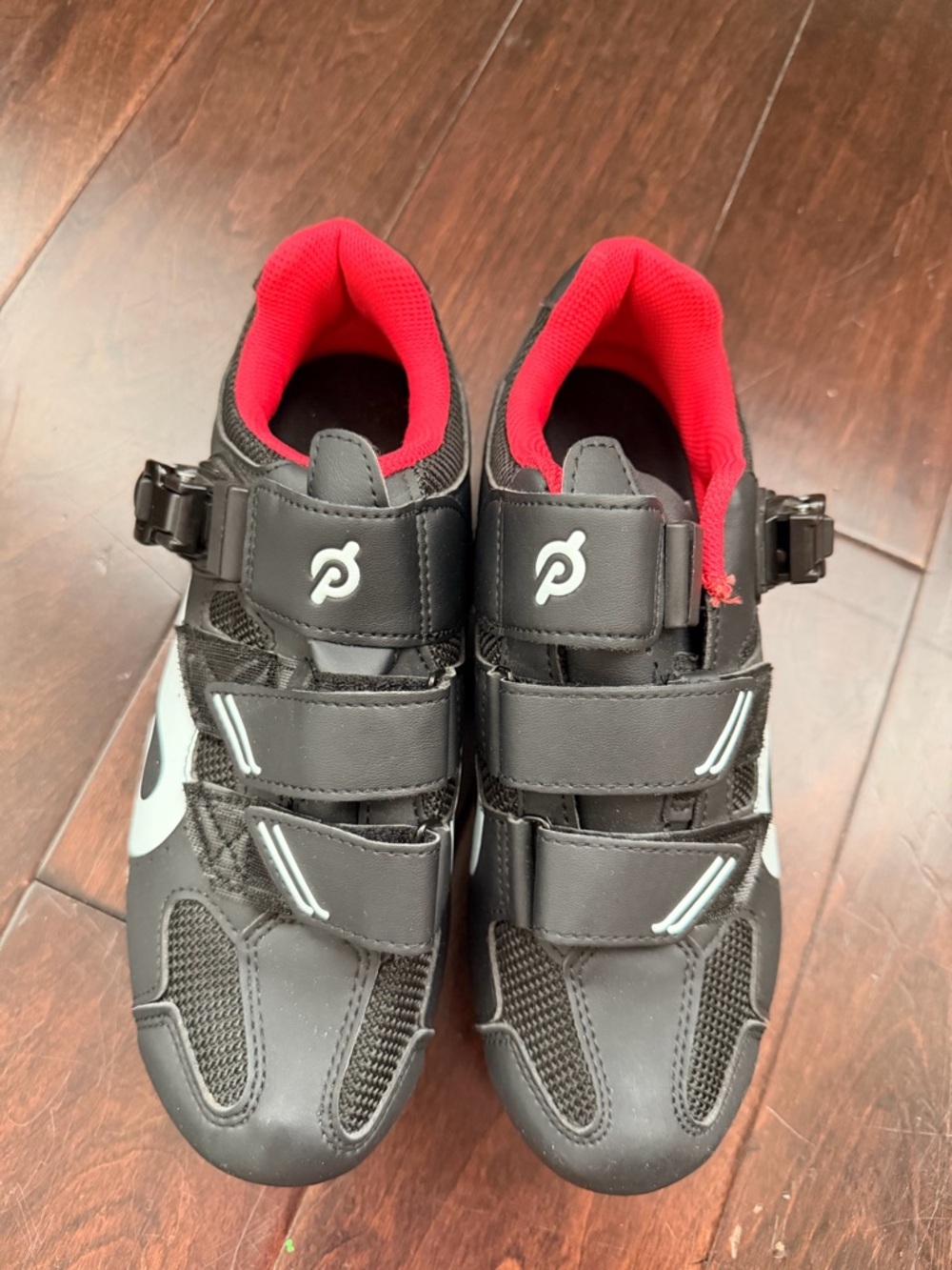 Peloton Black Athletic Cycling Shoes with Red Lining